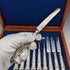 1842 British antique pure silver fruit cutlery set, 6 pairs, total weight 561g, William Sansom, wooden box